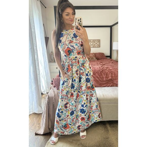 70’s Vintage Size 18 John Meyer Colorful Maxi Dress - Picture 2 of 13